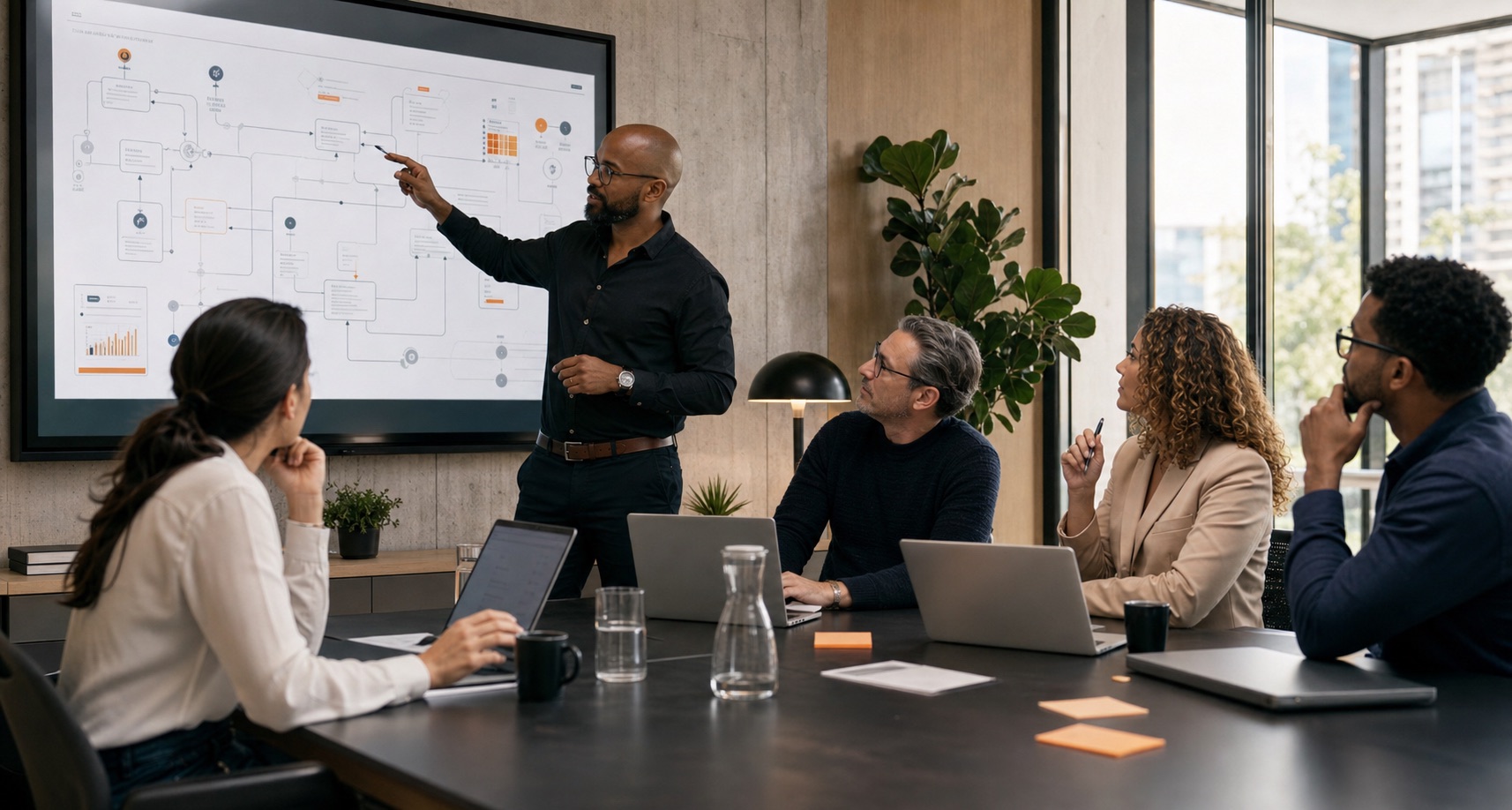 Consultants designing an agentic workflow with business leaders